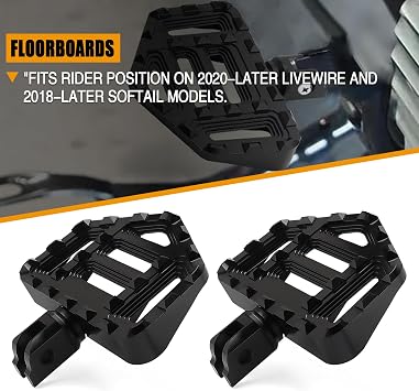 Wide Foot Pegs Footrest MX Mini Floorboards for Harley Softail 2018-2024 Street Bob Low Rider Deluxe Fat Boy Sport Glide Breakout 2020-Later LiveWire (Front Peg, Black)