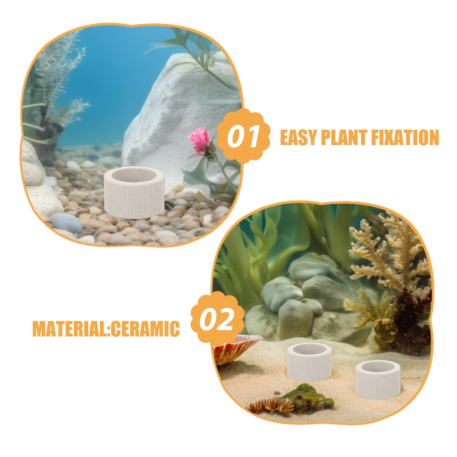 LALAFINA 30 Unidades Anillo Fijo para Acuario de Cerámica para Plantas Acuáticas Instalación Simple y Versátil, Adecuado para Acuarios y Tanques de Agua Salada