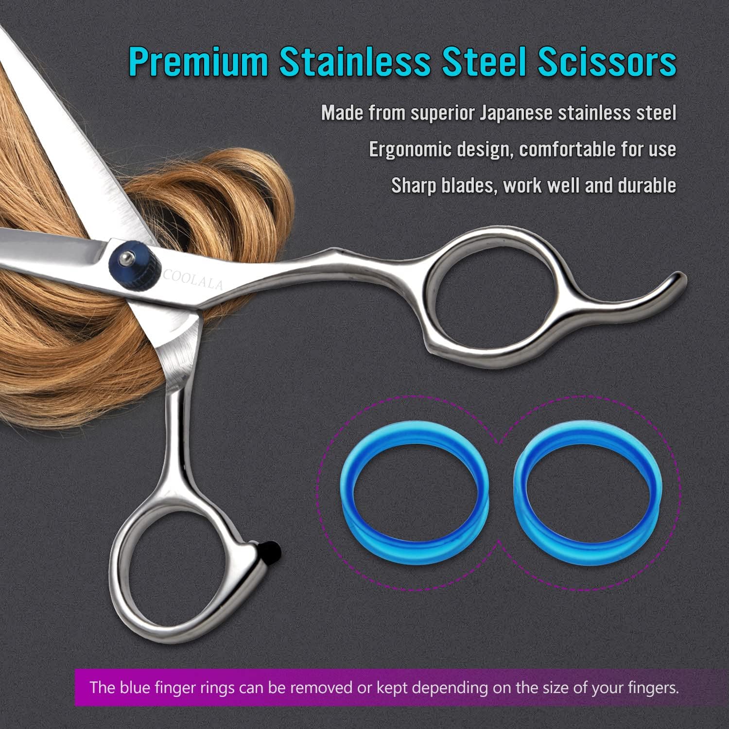 COOLALA Hair Cutting Scissors - Professional Salon Shears -5 COOLALA Hair Cutting Scissors - Professional Salon Shears -5