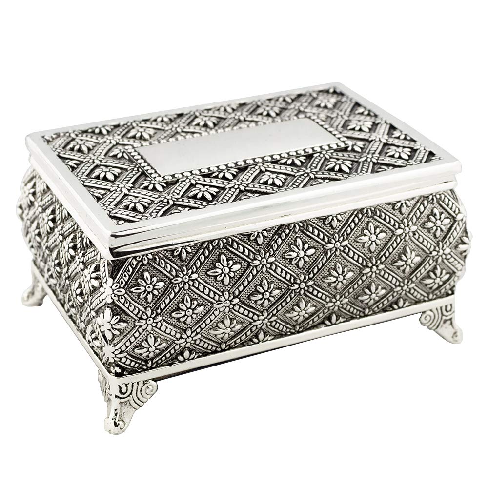 VILLAGE GIFT IMPORTERS Las Arras Matrimoniales | Fichas de boda | Monedas de la unidad | Hermosa caja decorativa en tono plateado | Tradicional boda católica española | Incluye 13 monedas plateadas (pequeñas)