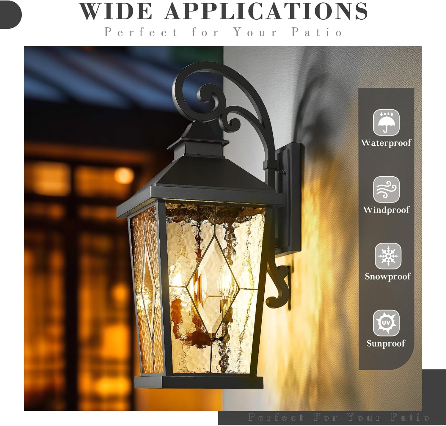 Emliviar Outdoor Light Fixture for Porch, 27-Inch Extra Large Exterior Porch Lantern Light, Waterproof Aluminum Outdoor Wall Sconce in Black Finish, WE301BL-SD BK