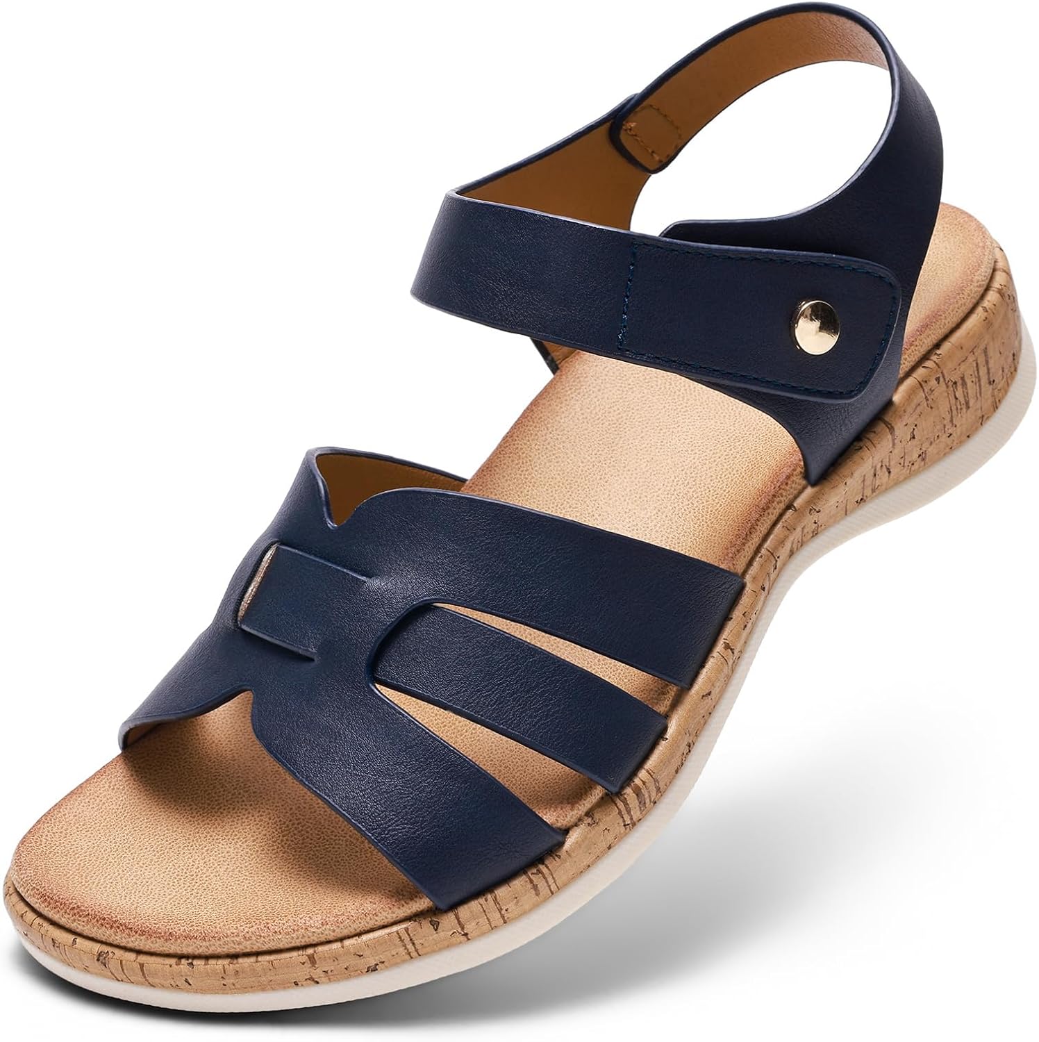 Littleplum Women's Sandals Arch Support H-Band Flat Sandals Adjustable Summer Dressy Footwear Comfort Walking Shoes for Beach,Travel