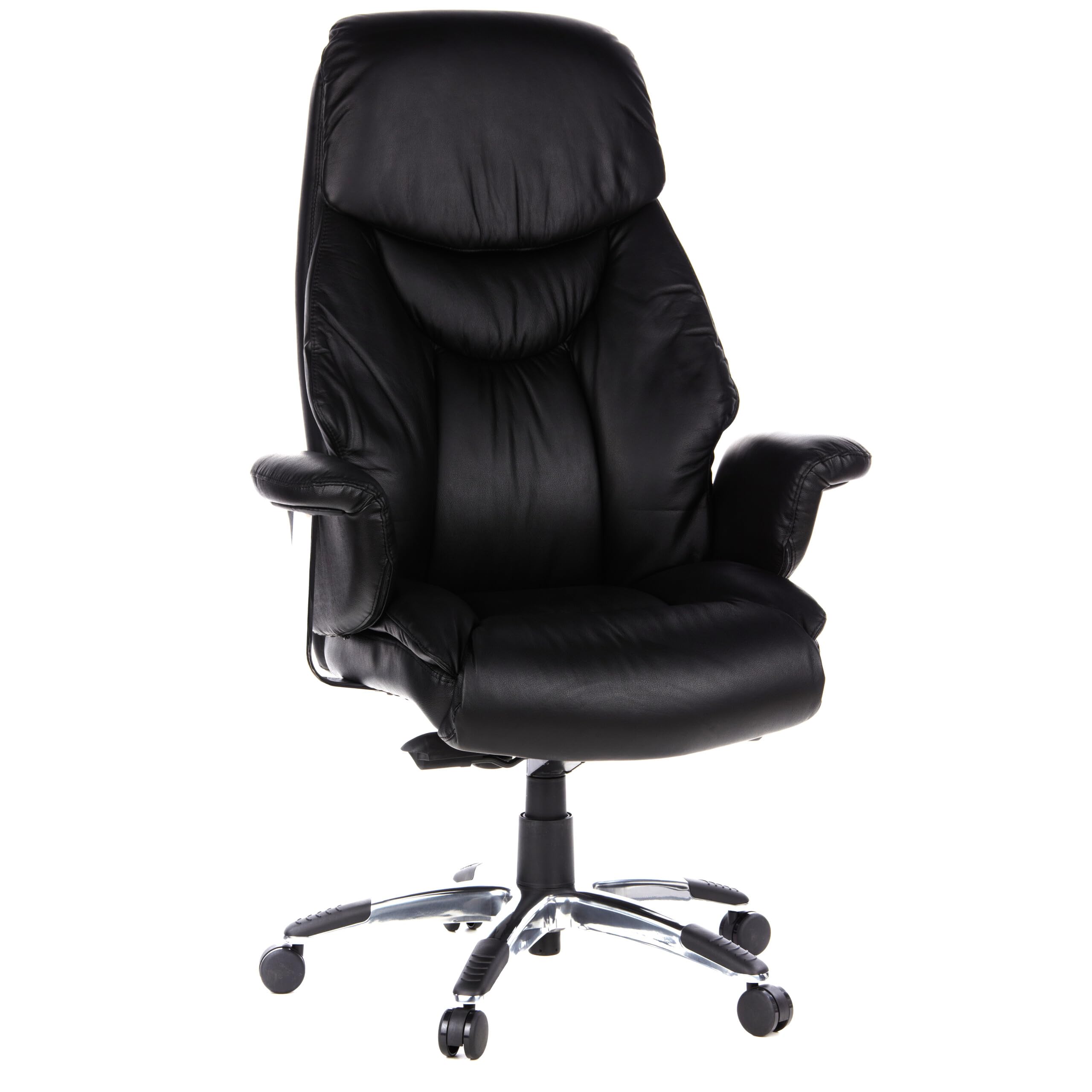 hjh OFFICE 608210 XXL Silla ejecutiva Prado Piel sintética Negro, Confortable Sillón de Oficina Buen Acolchado