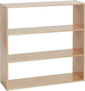 ECR4Kids Streamline 3-Shelf Storage Cabinet, 36in, Double-Sided, Natural