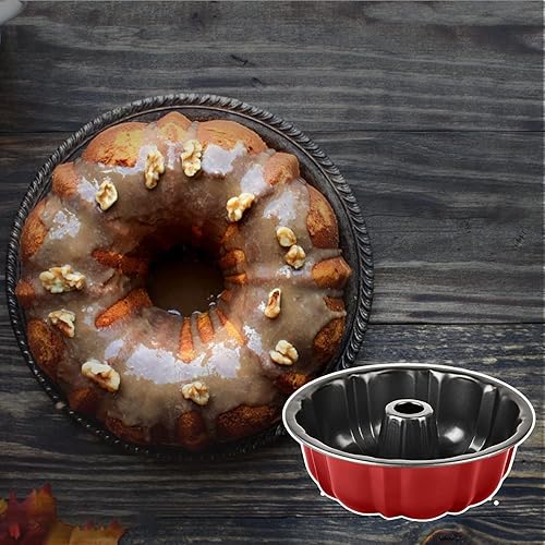 Miniatura 5 de Molde para tartas, moldes de tubo acanalado de 10 pulgadas para hornear, utensilios antiadherentes para hornear bávaros, brownie, gelatina, flan,