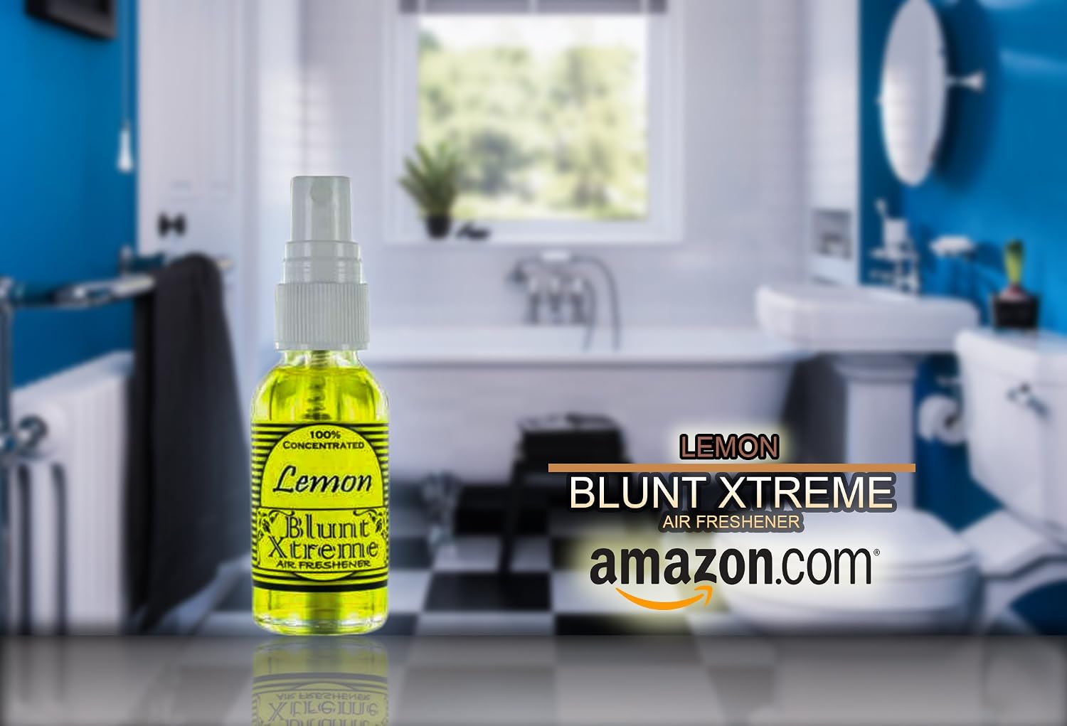 Blunt Xtreme Ultra Potent Lemon Type Air Freshener – 100% Ultra Concentrated Oil Based Spray - Ideal for Bathroom, Home, & Car More - Smokers’ 1st Choice - Long Lasting Effects - 1oz Bottle