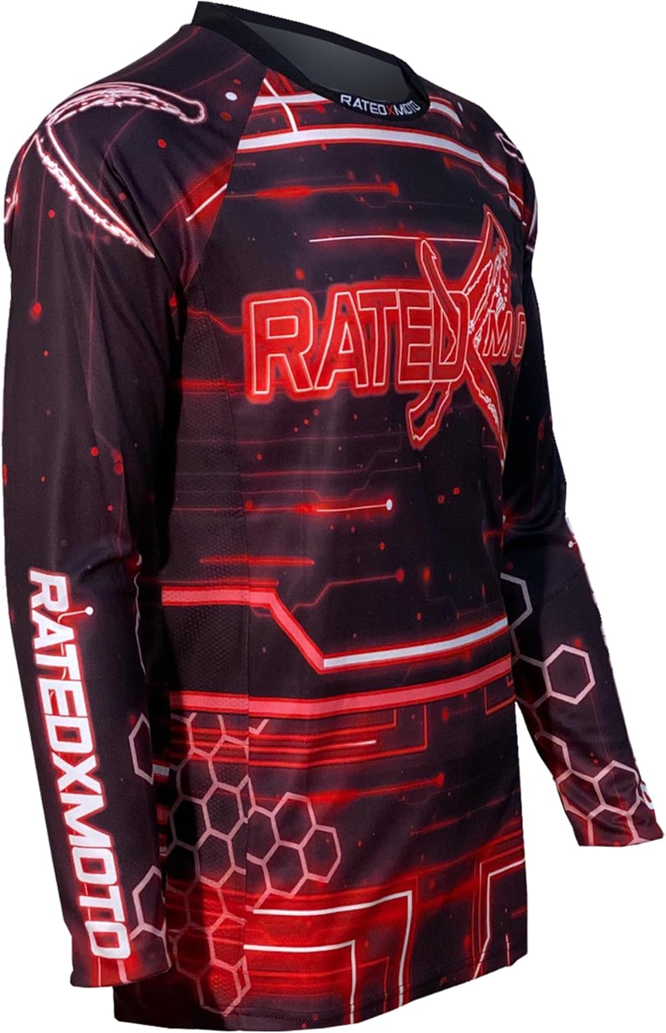 Rated X Moto Pro X Xtronic Motocross Jersey Lightweight, Breathable, Moisture-Wicking, Vent Panels & Drop-Tail