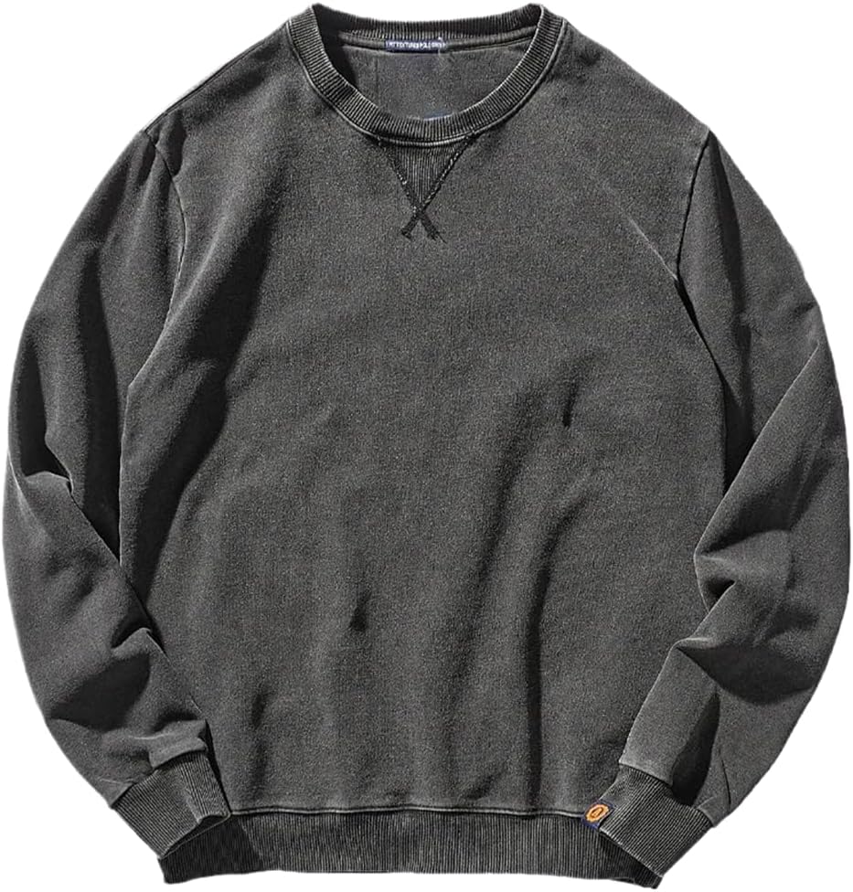 ChenKongHai Autumn and Winter American Neck Sweater Men ' Washed Long-Sleeved Shirt Knitted Sports Pullover