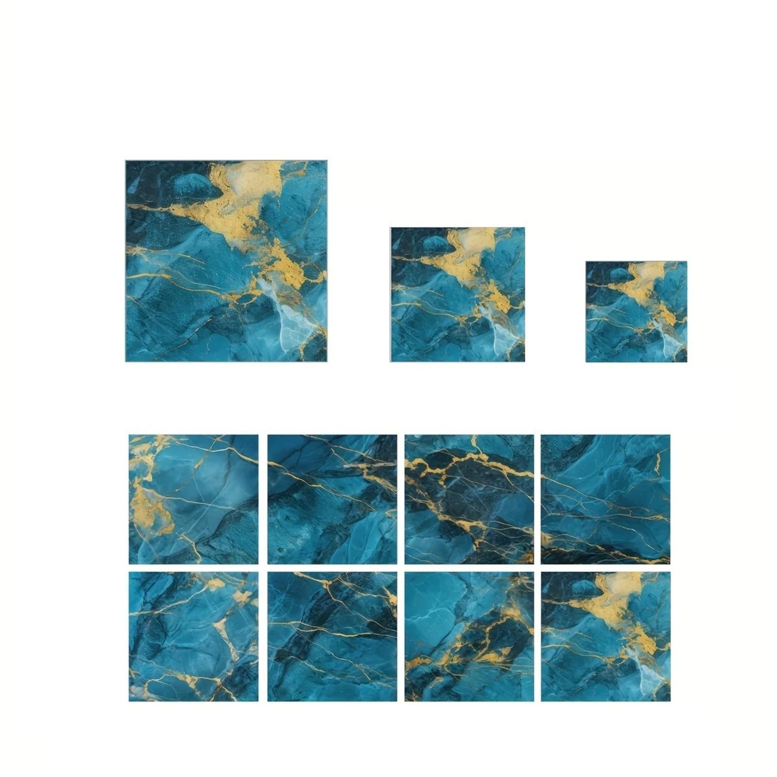 Wall Tile Sticker Tile Stickers 1 Set of 8pcs Dark Blue Hot Stamping High Grade Marble Pattern Crystal Imitation Wall Sticker Self-Adhesive Decorative(Size2)