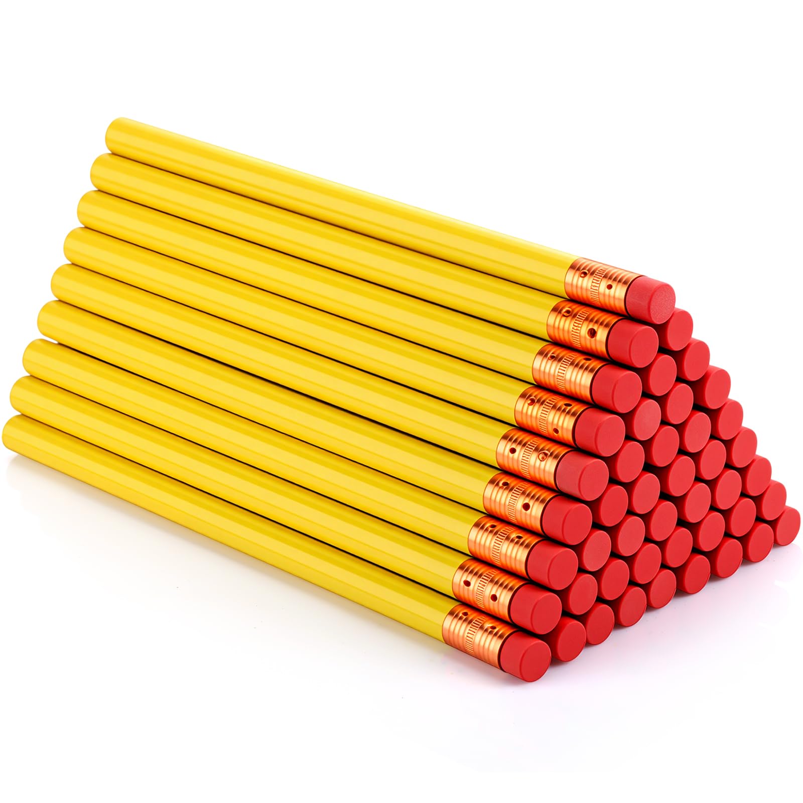 Fainne Lot de 48 crayons ronds géants en bois avec noyau noir pour charpentiers, travailleurs du bâtiment, encadreurs, débutants, étudiants, enseignants, projet de bricolage (jaune, rond)