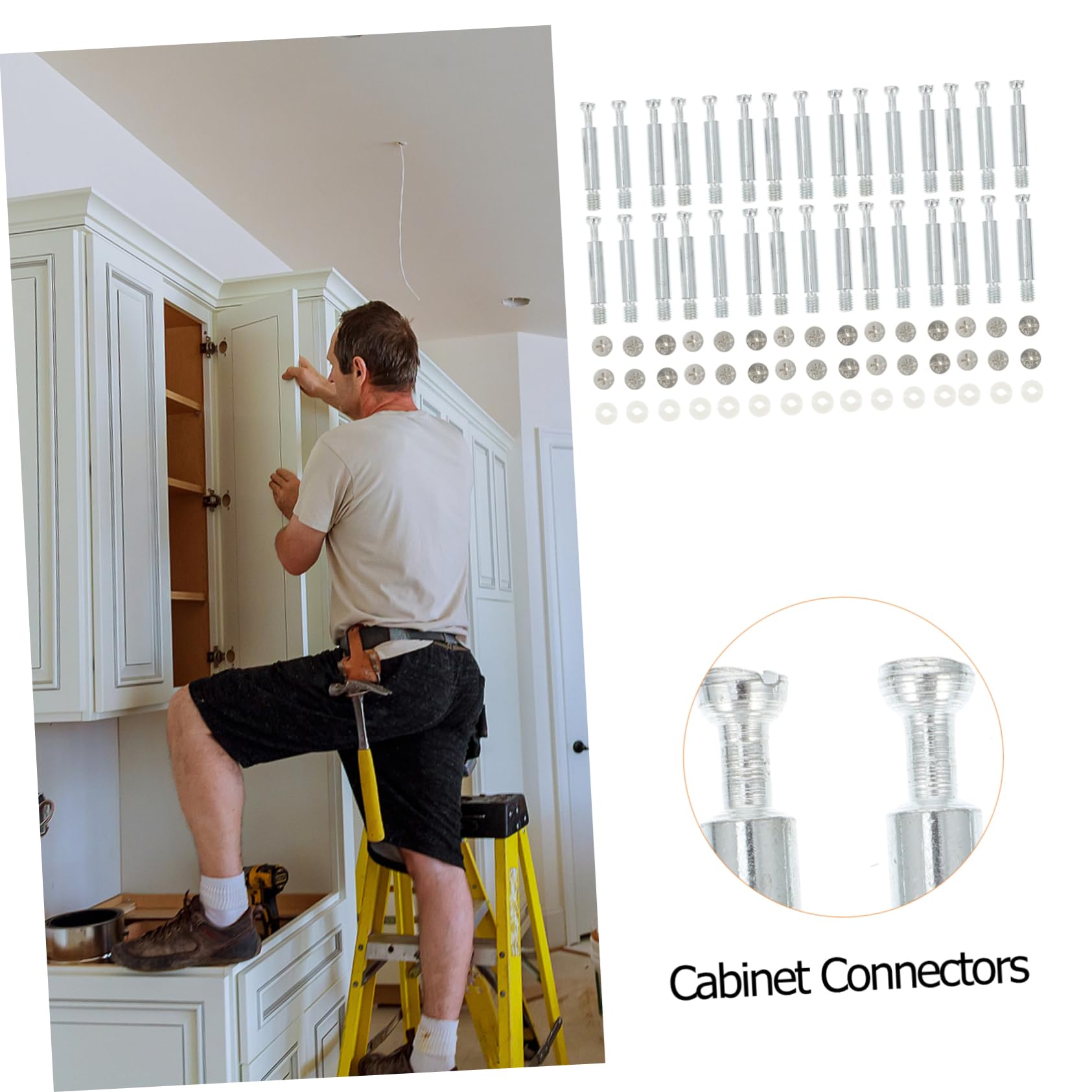 GLEAVI Dowel Connectors for Furniture Iron Locking Bolt Kit Pre-Inserted Nut for Cabinet Assembly