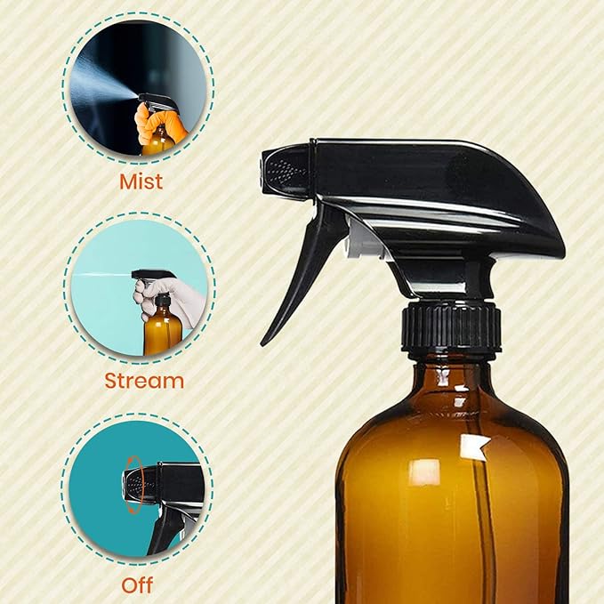 Botellas Atomizadoras de Vidrio Ámbar 16 oz Pack 4 miniatura 4