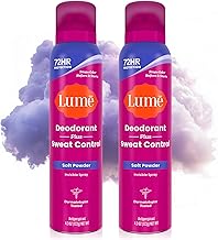 Lume Deodorant Plus Sweat Control - Invisible Spray - Extra Strength Antiperspirant For Underarms - 72 Hour Odor And Sweat Control - Phthalate and Paraben Free Formula - 2 Pack (Soft Powder)