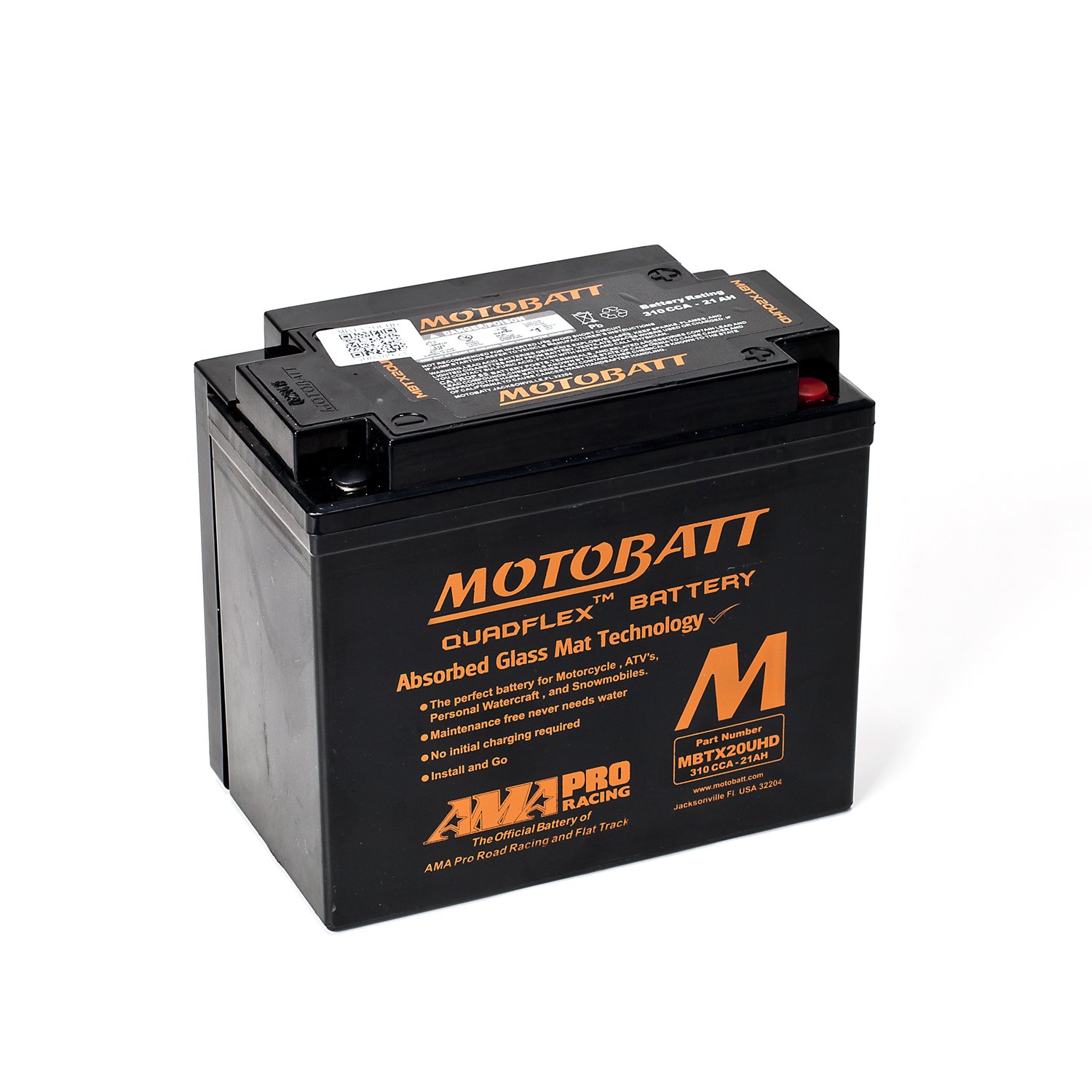 Batteria moto Motobatt MBTX20UHD (YB16L-B) - Senza manutenzione - 12 V 21 Ah - Dimensioni: 175 x 87 x 155 mm compatibile con HARLEY-DAVIDSON FXST/SB Softail 1340 1995