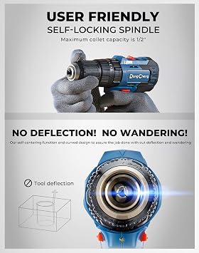 Dong Cheng 20V Brushless Heavy-duty Impact Drill, 443 in-lbs, 27000 IPM, 1/2 Keyless Metal Chuck, 20+1+1 Clutch, Cordless Hammer Drill with 2 Battery Kit for Drilling Brick Wall, Metal, Wood