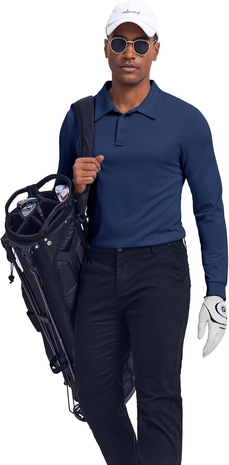COOFANDY Men's Long Sleeve Polo Shirts Quick Dry Moisture Wicking Lightweight Golf Shirts Casual Collared Shirt - Image 7