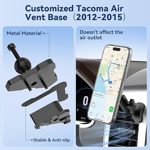 Miniatura 5 de Kaishengyuan Soporte magnético para teléfono compatible con Toyota Tacoma 2012 2013 2014 2015, soporte de metal para teléfono celular de 2