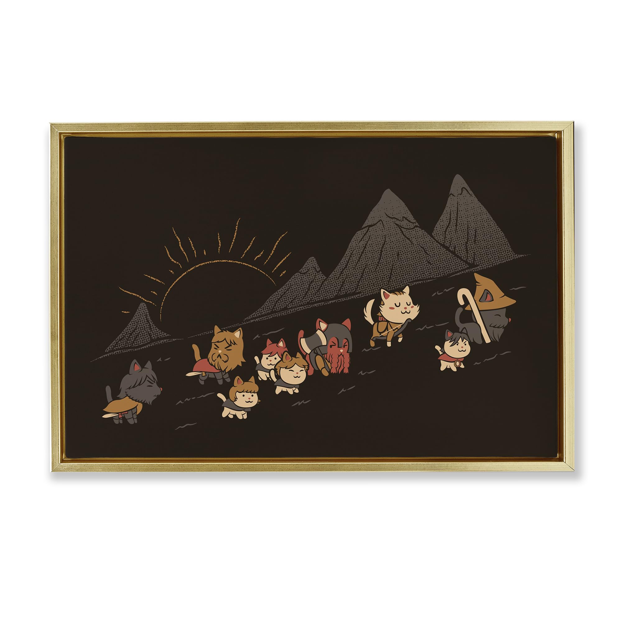 'Iconic Furrowship Of Ring Cats'| Floating Frame Canvas Art