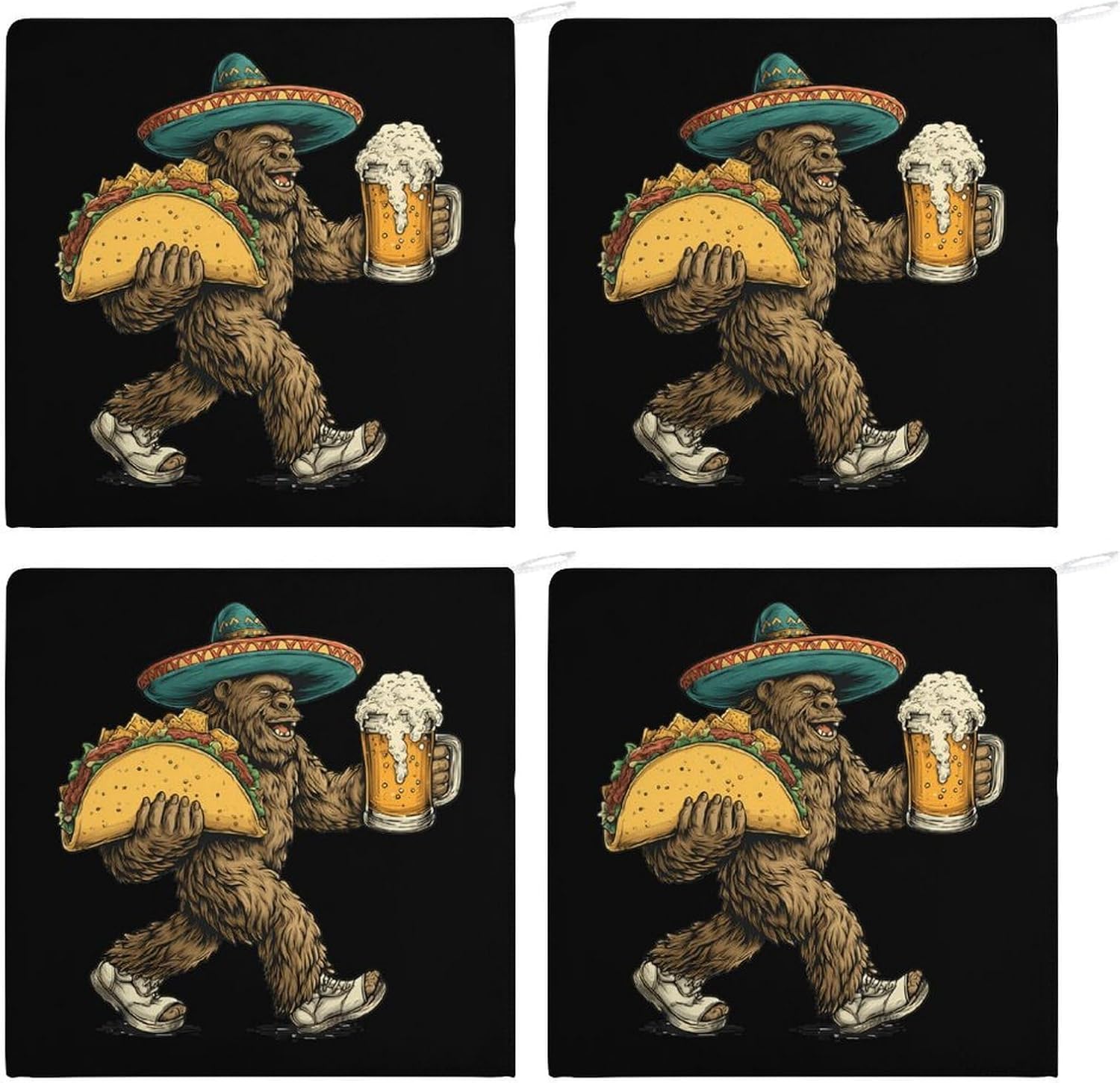 Mexican Bigfoot Microfiber Hand Towels for Bathroom Soft Absorbent Bath Kitchen Towel with Hanging Loop 4PCS