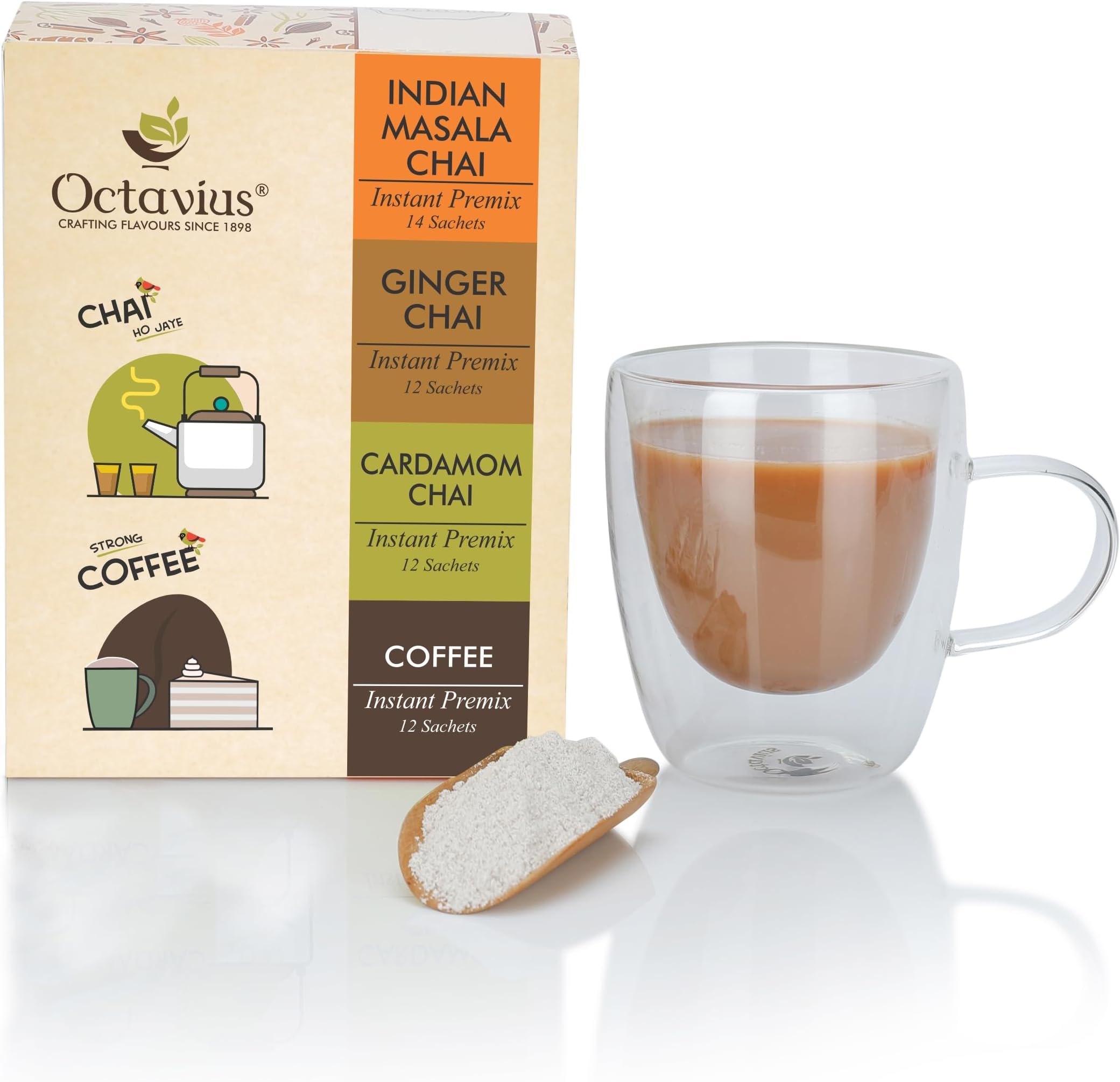 - Assorted Ready Tea and Coffee 4 in 1 Variant | Perfect for Work, Travel Or Home | Economy Pack - 50 Sachets,?800 Grams