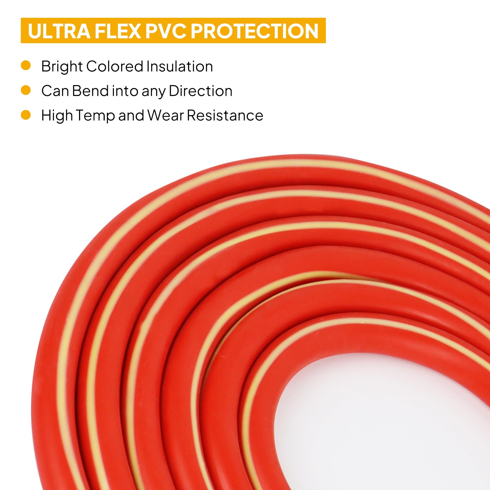 HBU 1/0 Gauge Truck Battery Cable - Black 5 Feet & Red 5 Feet with SC Wire Lugs - Trailer, RV, Solar Inverter Power Cables - Flexible PVC & Copper Clad Aluminum Wiring