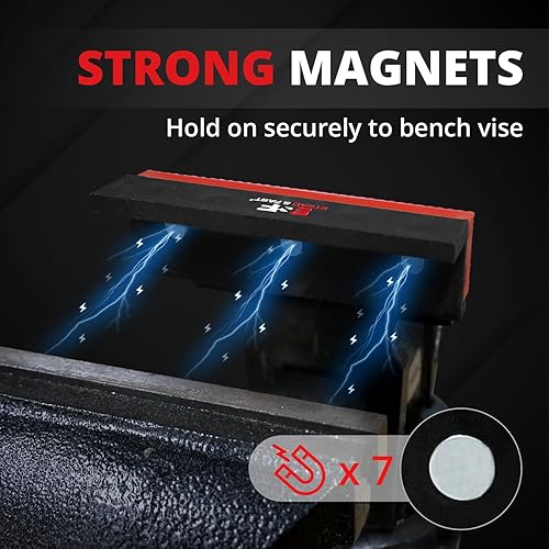 Miniatura 9 de S&F STEAD & FAST Mandíbulas suaves para tornillo de banco de 4.5 pulgadas, 2 pares, almohadillas de mordaza fuertemente magnéticas, TPU, multiranura