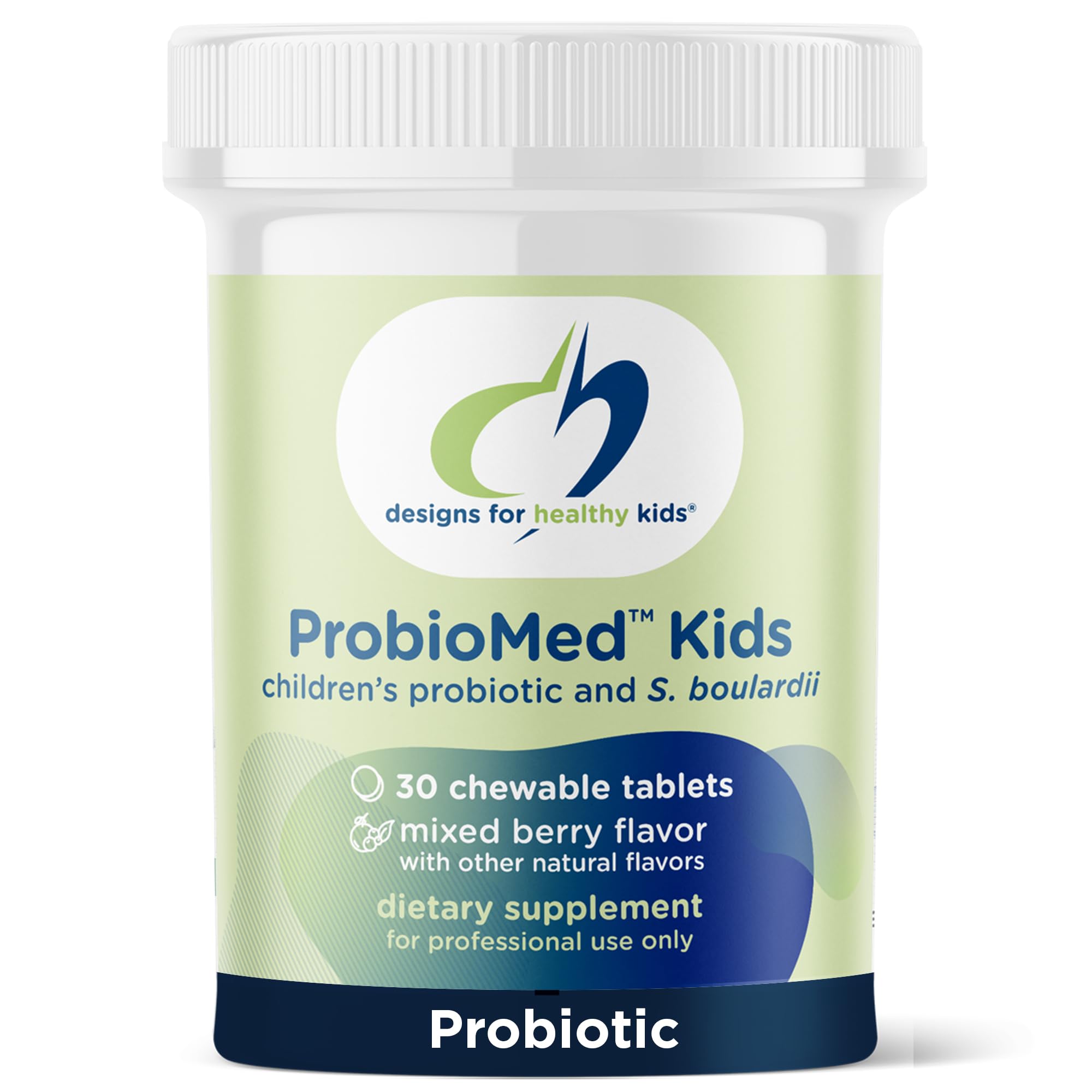 Designs for Health ProbioMed Kids Chewable Probiotic - 10b CFU Gut & Immune Support for Children - Lactobacillus, Bifidobacterium + Saccharomyces boulardii - Delicious Berry Flavor (30 Tablets)