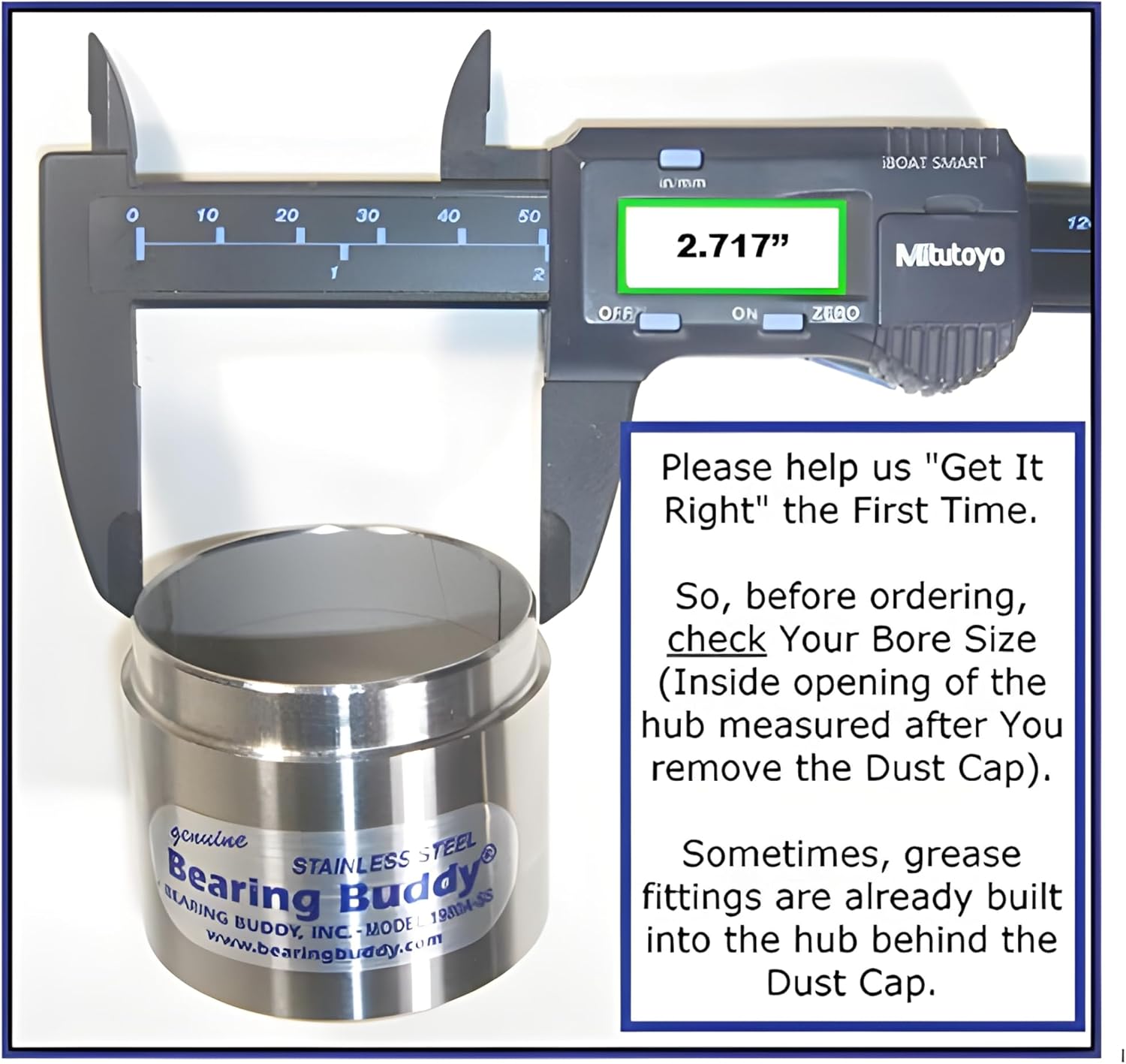 Bearing Buddy 2717 - USA-Made Chrome Plated Wheel Bearing Protectors w/ 23B Bra - Trailer Hub Dust Cap Replacement for Boats, ATVs, Utility Trailers & More - Only Fits Hubs w/ a 2.717” Inside Diameter