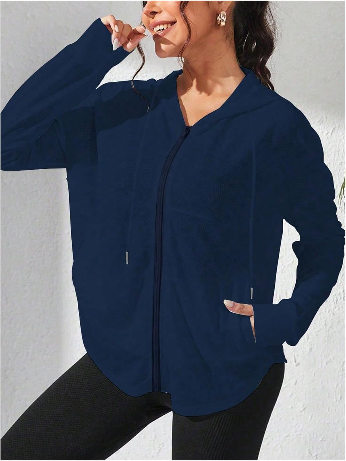 GORGLITTER Women's Zip Up Jackets Lightweight Mesh Long Sleeve Workout Gym Jacket Fishnet Aesthetic Track Hoodies - Image 3