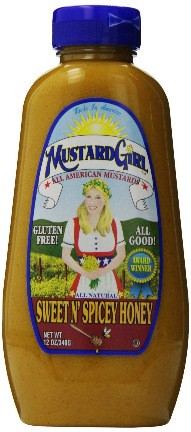 Mustard Girl All American Mustards Condiment, Sweet N Spicey Honey, 12 Oz (Pack of 2)