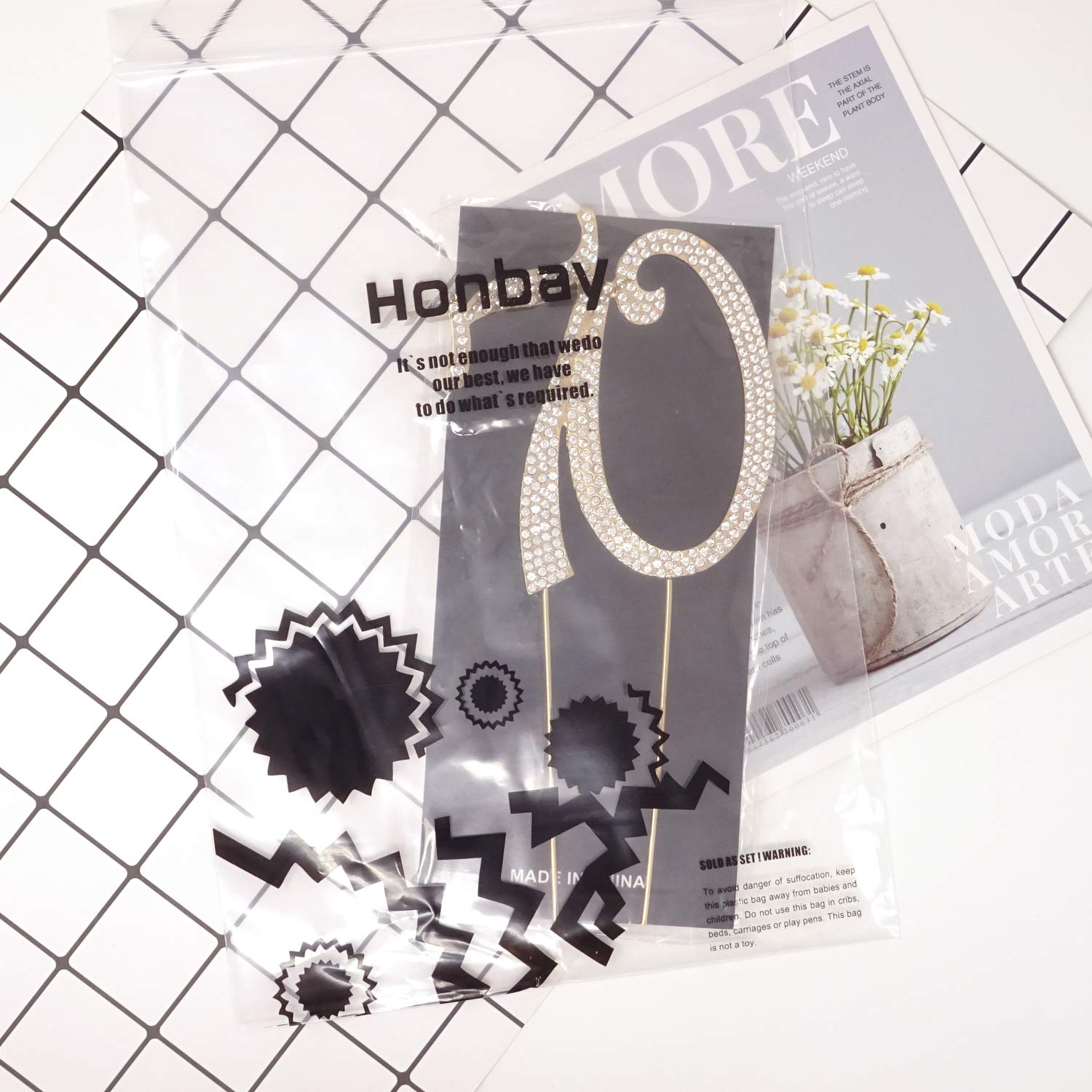 Honbay 40 Birthday Cake Topper Sparkly Bling Alloy Crystal