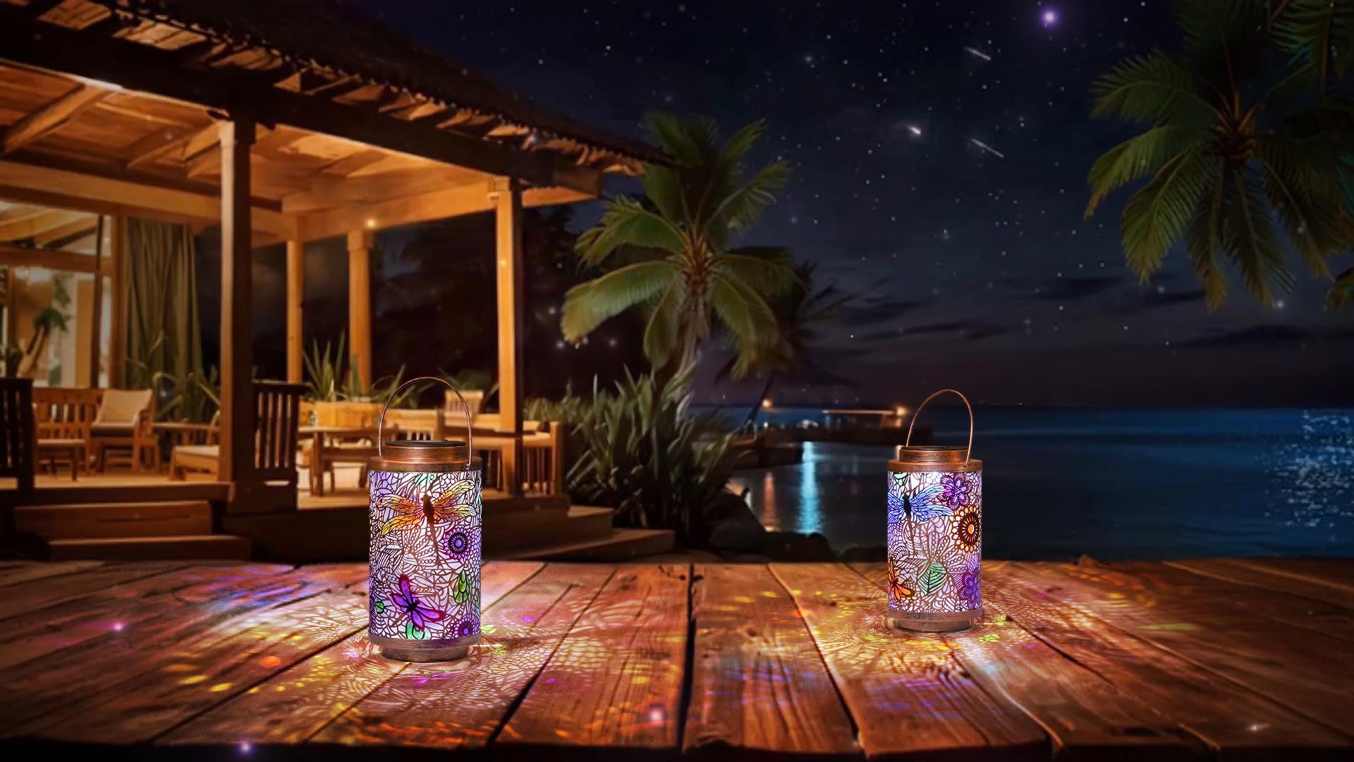 Amazon.com: 2Pack Solar Outdoor Lanterns Waterproof Multicolor