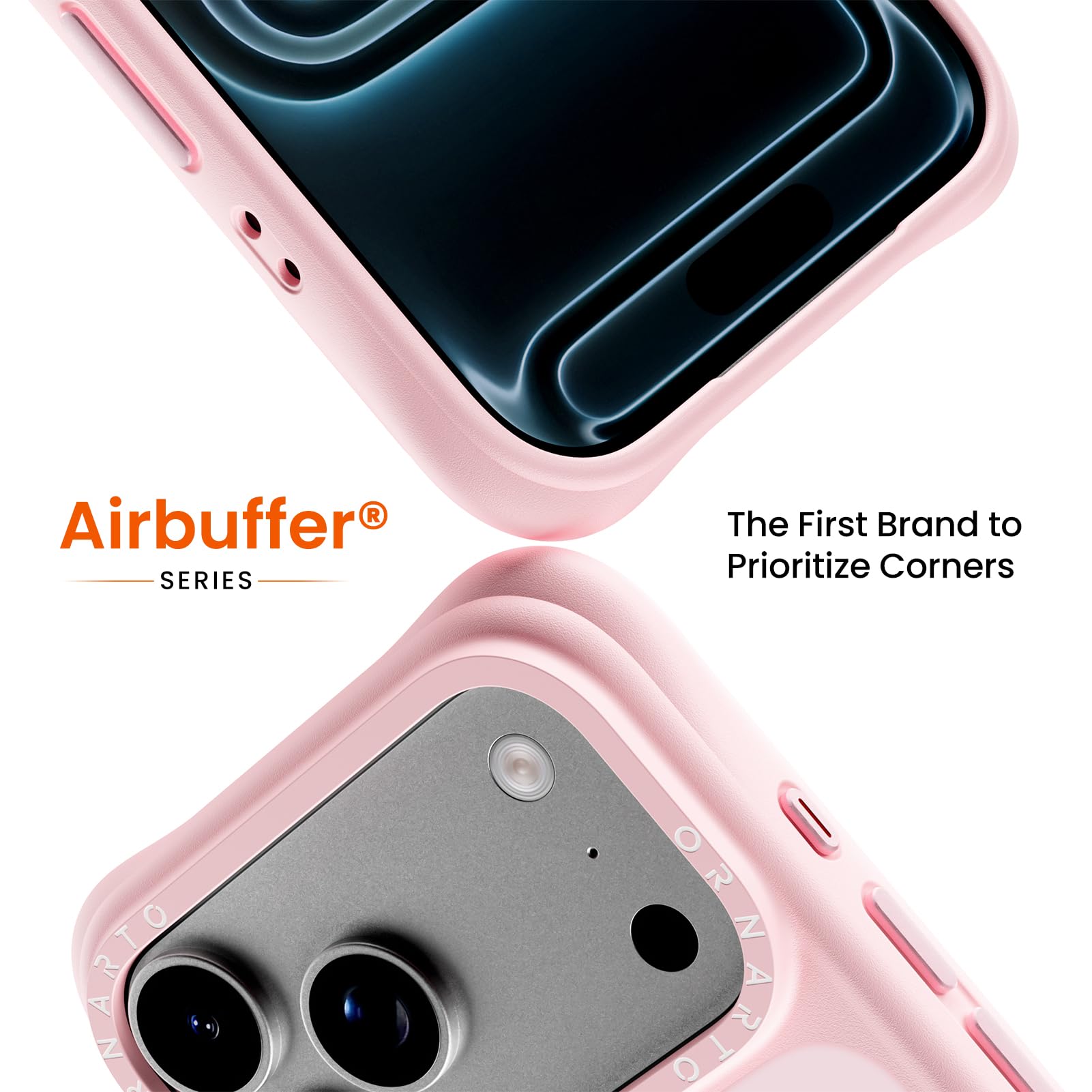 ORNARTO Magnetic for iPhone 17 Pro Max Case, 7X Military-Grade Drop Protection, Slim Shockproof Translucent Matte Phone Case for iPhone 17 Pro Max 6.9”, Chalk Pink - 4