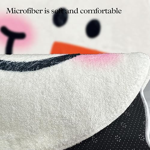 Miniatura 4 de Tapete de baño de Navidad, bonito tapete de baño de muñeco de nieve blanco, antideslizante, lavable, imitación de cachemira, suave y absorbente,