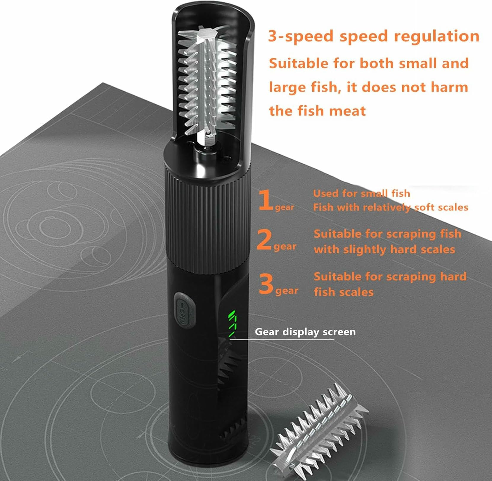 Potente Scalare di Pesce Elettrico ， Smelloler di Pesce Cordless Rimozione Facilmente Rimuovere Le Scalette di Pesce Senza Confusione O Pasticcio per Chef E Cuochi per La Casa