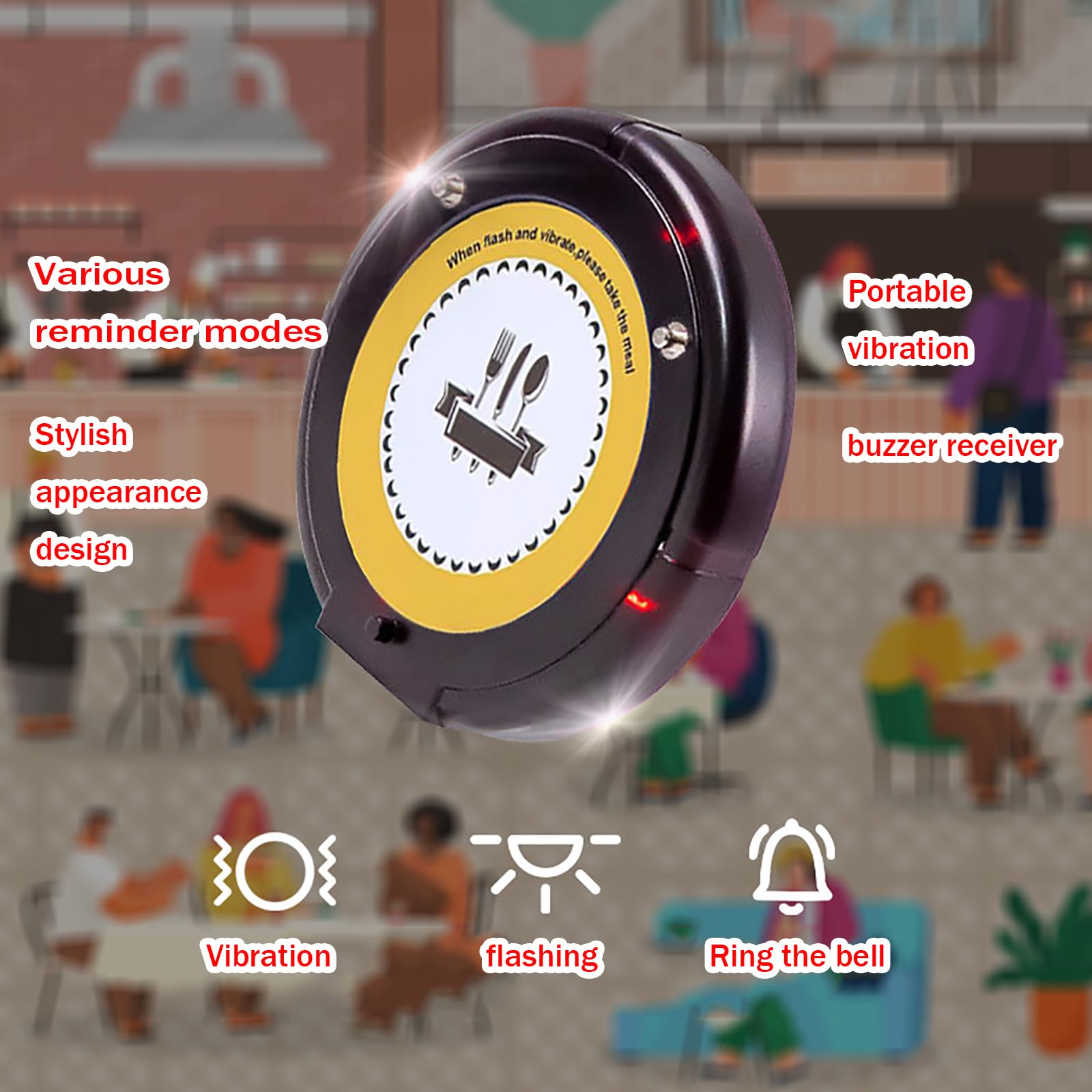 Pager Restauracyjny, Bezprzewodowy Nadajnik Klawiatury + 10 Pagerów + 1 Baza Ładująca, Odległość: 1000 M, 3 Rodzaje (wibracje), Dla Restauracji, Hoteli, Szpitali