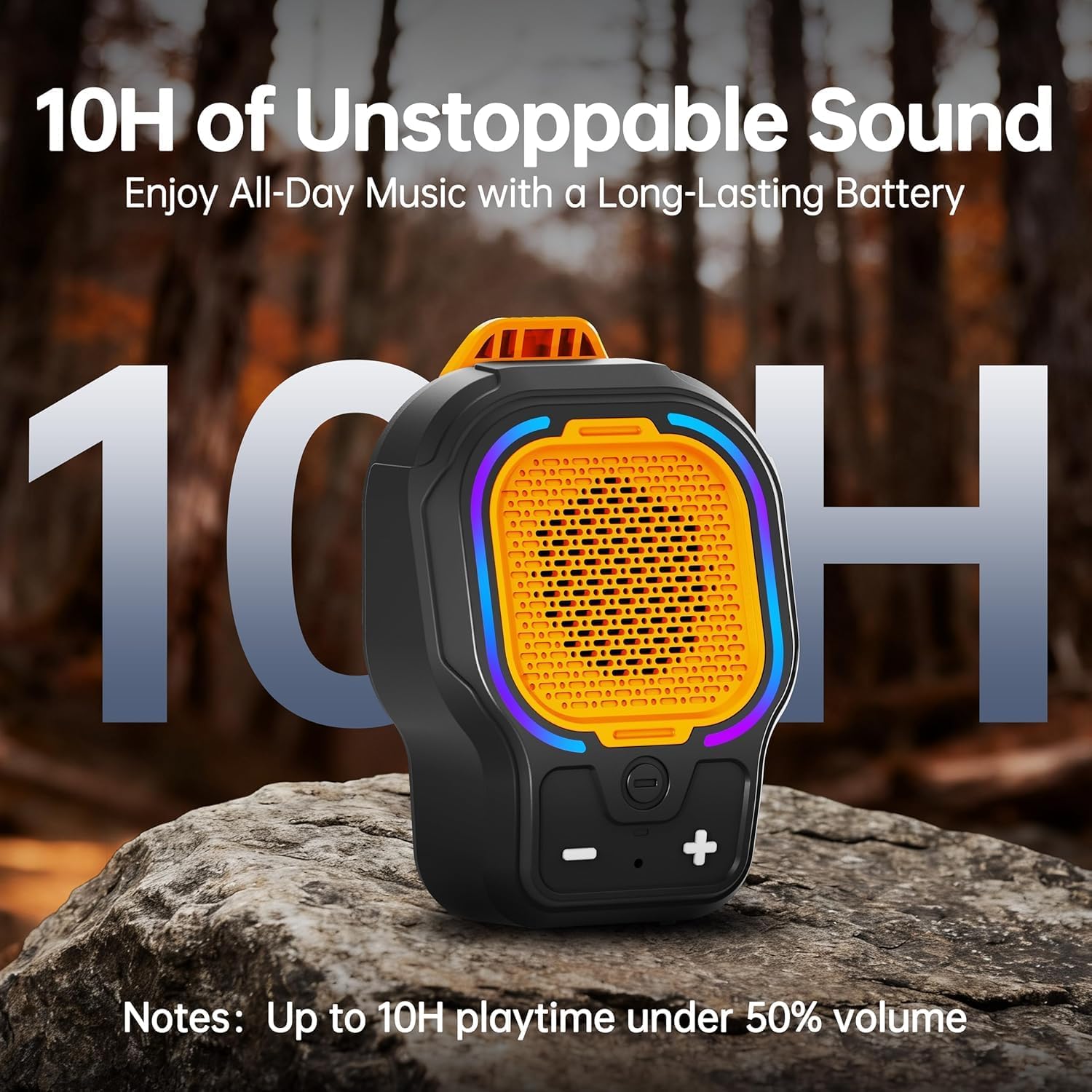Altoparlante Bluetooth indossabile, altoparlante wireless portatile con clip magnetico, mini altoparlante Hi-Fi con 3 modalità di illuminazione, microfono ENC per chiamate in vivavoce musica, leggero