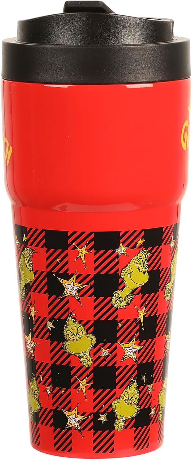 Bioworld The Grinch 27 Oz. Stainless Steel Travel Coffee Tumbler With Flip-Top Lid - Image 4