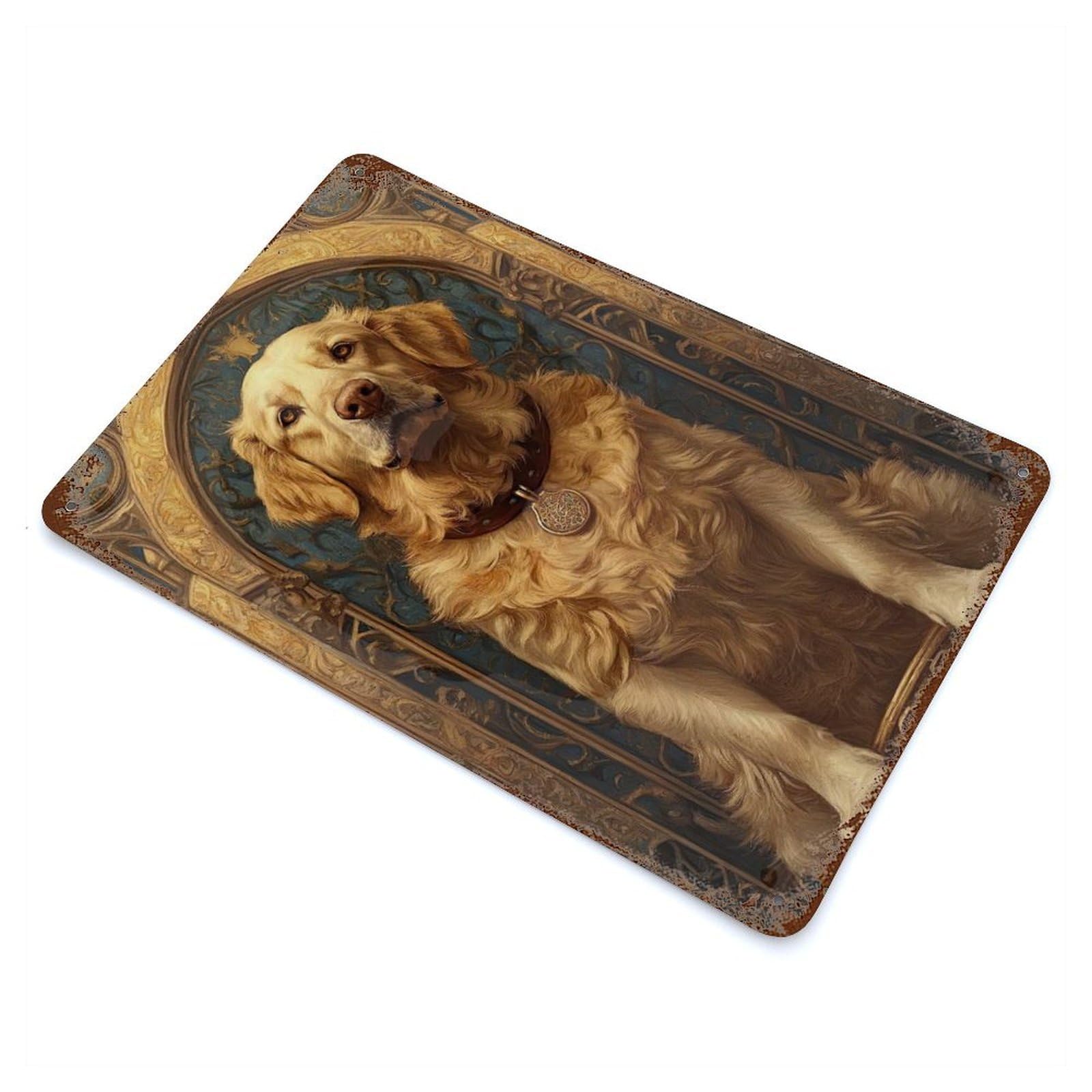 Garage Style Golden Retriever Portrait Vintage Rust Metal Sign 11.8"x7.9", Industrial Home Decor for Bar And Workshop