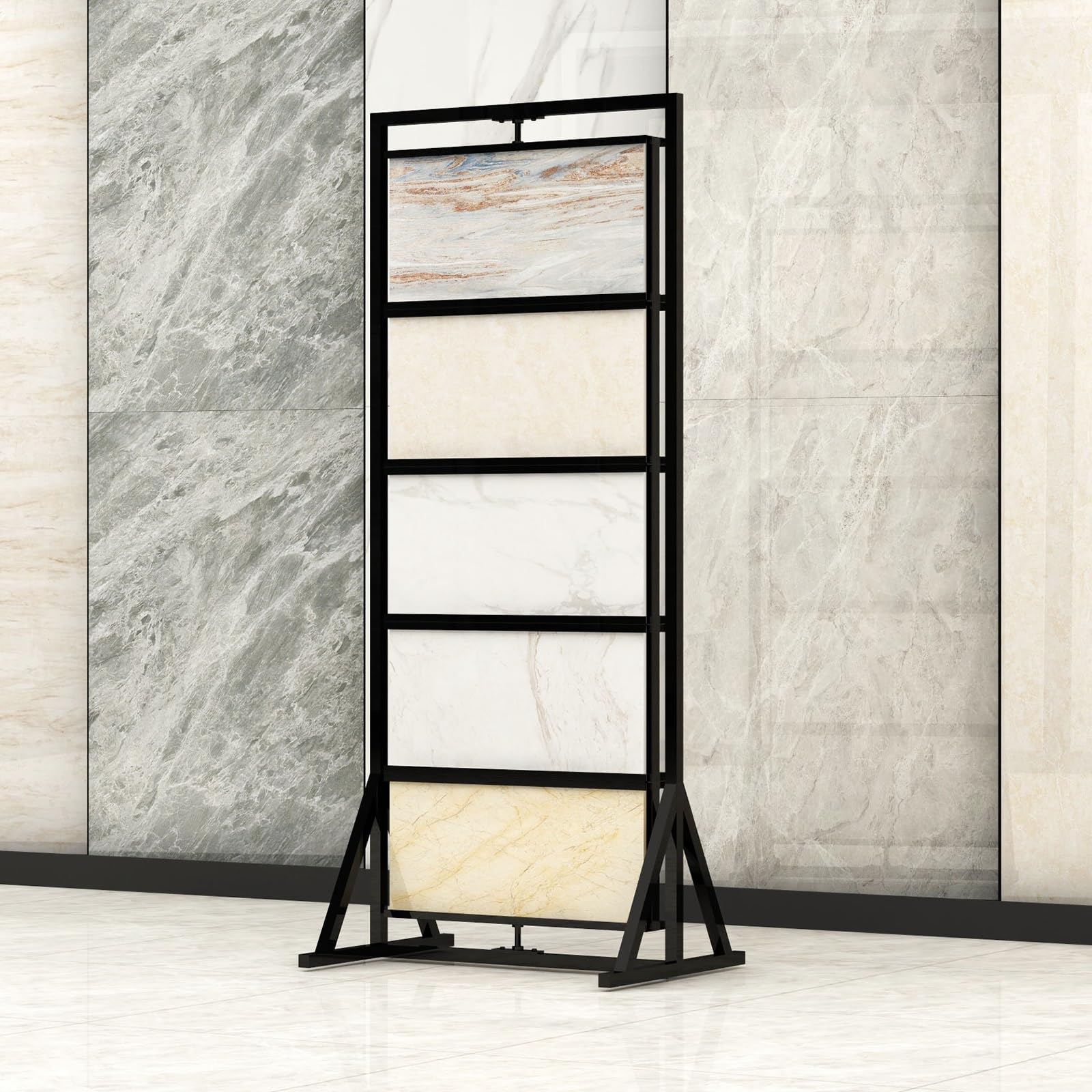 Jkjzsalj Metal Tile Display Rack For Large Format Marble Slabs,Wood Floor,And Craft Shows - Durable Standing Stone Showcase,70X50x166cm