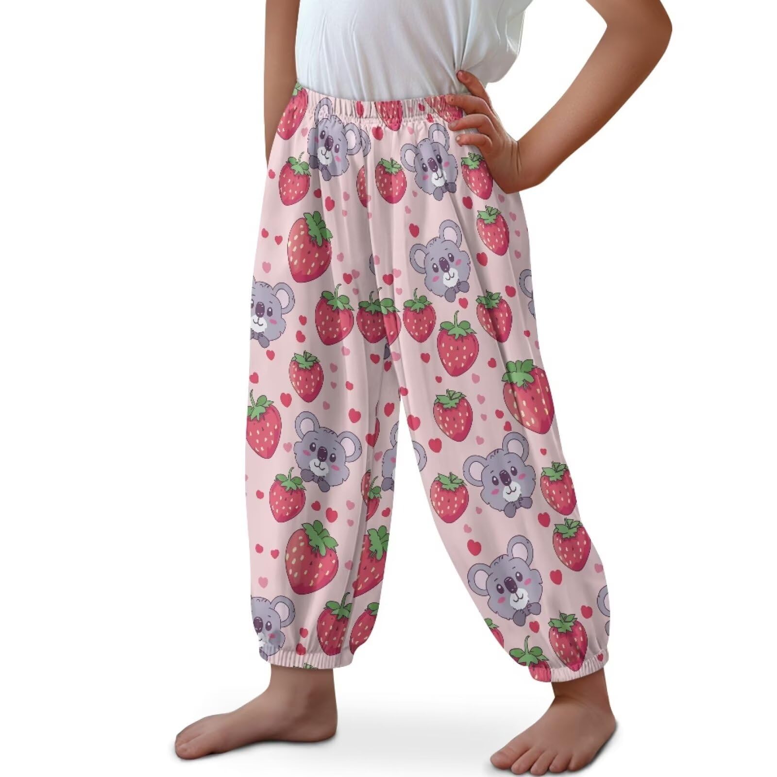 BYCHECAR Koala Strawberry Toddler Kids Long Bloomers Harem Pants Casual Joggers Sports Dance Pants Little Girls Yoga Trousers Sweatpants Size M