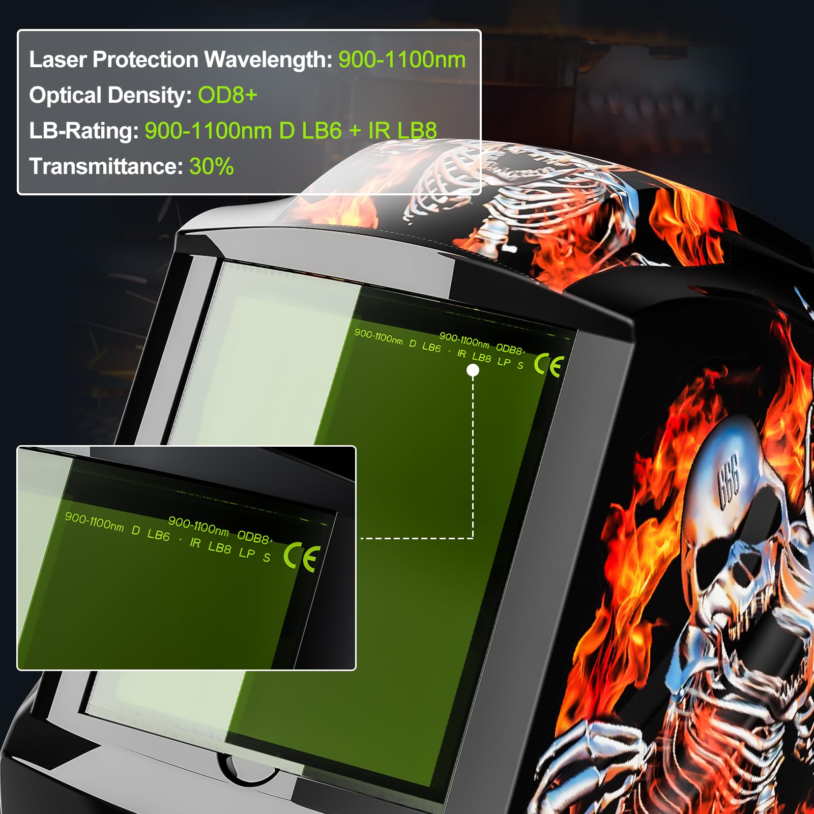 Casco de soldadura láser OD8+, protección ocular profesional, 900 nm-1100 nm, máscara de seguridad para soldadura láser, corte láser, diodos, marcado láser (rojo)