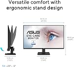 ASUS Moniteur de Protection des Yeux 27 po 1440P (VA27AQ) - IPS, QHD (2560 x 1440), 99% sRGB, Sans Cadre, HDMI, DisplayPort, VGA, 1ms, Haut-parleurs, Faible Lumière Bleue, Sans Clignotement, Montage Mural VESA, Garantie de 3 ans