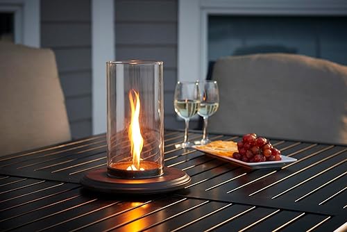 Miniatura 5 de Outdoor GreatRoom Co - Farol de vidrio para mesa de patio exterior con agujero para paraguas - La chimenea de mesa funciona con tanque de gas