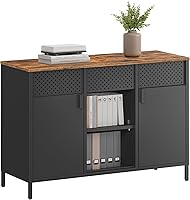 Vista 9 de SONGMICS Gabinete de almacenamiento, gabinete de metal, aparador con 2 puertas, 15.7 x 31.5 x 29.9 pulgadas, cierre magnético, estante ajustable