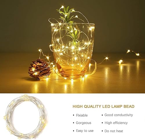 Miniatura 2 de TOYOYO Guirnalda de luces LED que funcionan con pilas, 1 paquete de mini luces de hadas estrelladas de alambre de cobre para dormitorio, fiestas de