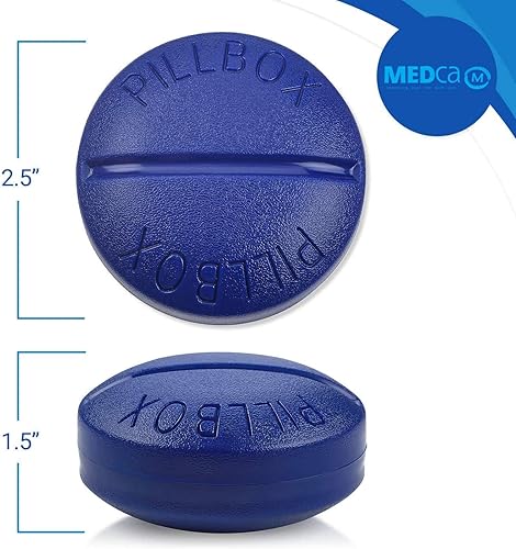 Miniatura 8 de Pastillero redondo para viajes, mini organizador compacto portátil de 4 compartimentos, dispensador de vitaminas y medicamentos hasta 4 veces al