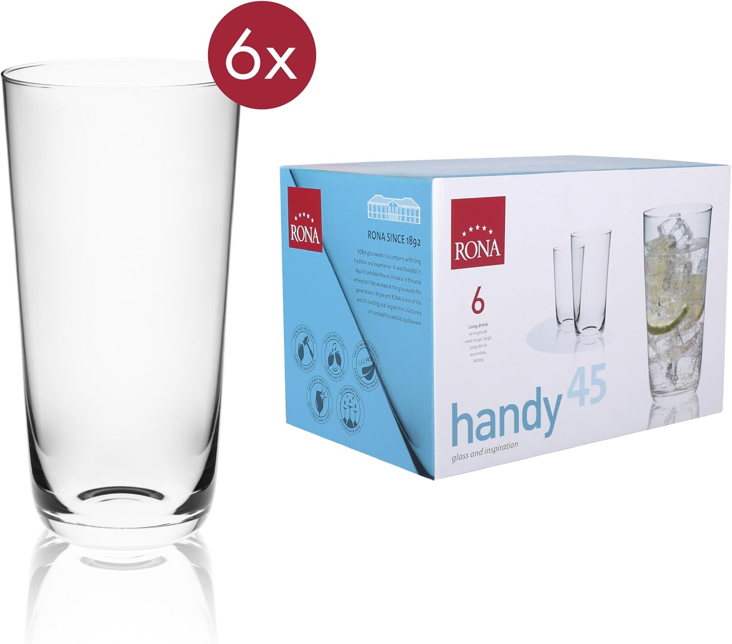 RONA Handy 450 ml / 15 oz Water Glass | Set of 6