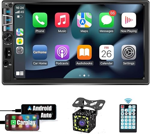 (nuevo) Apple Carplay de 7 pulgadas con Dash Cam y Android Auto - Estéreo de coche con pantalla táctil con carga rápida Bluetooth Link espejo (nuevo) Apple Carplay de 7 pulgadas con Dash Cam y Android Auto - Estéreo de coche con pantalla táctil con carga rápida Bluetooth Link espejo