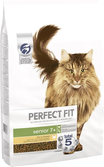 Perfect Fit Dry Cat Food Senior 7+ - Complete dry food for adult cats from 7 year old, rich in chicken 7 kg (Pack of 1)